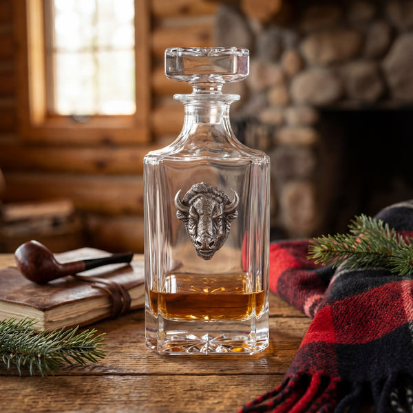 Bison Aged Pewter Decanter