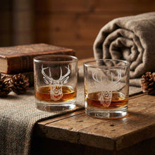Stag Sand Carved Whiskey Glass Set of 2