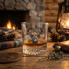 Aged Pewter Elk Old Fashion Glass