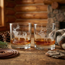 Elk Sand Carved Old Fashion  Glasses Set of 2