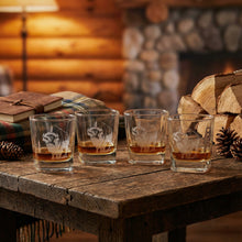 Bison Etched Whiskey Glasses Set of 4