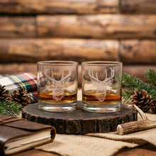Stag Sand Carved Whiskey Glass Set of 2