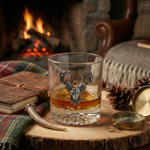 Aged Pewter Elk Old Fashion Glass