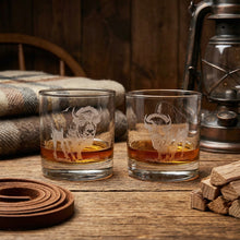 Bison Sand Carved Old Fashion Set of 2