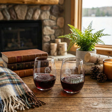 Ducks Sand Carved Stemless Wine Glass Set of 2