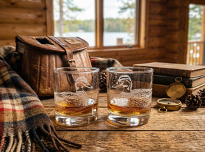Ducks Inspired Sand Carved Old Fashion Glasses Set of 2