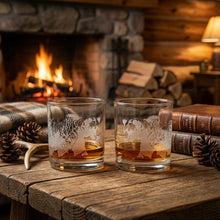 Bear Sand Carved Whiskey Glass Set of 2