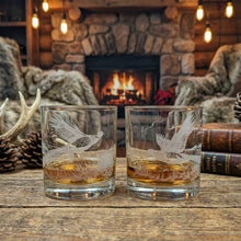 Pheasant Sand Carved Whiskey Glasses Set of 2