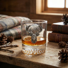 Aged Pewter Elk Old Fashion Glass