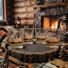 Bison Etched Whiskey Glasses Set of 4