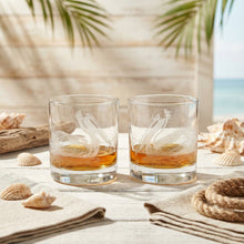 Pelicans Sand Carved Etched Whiskey Glasses Set of 2