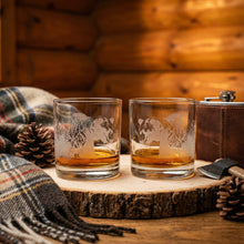 Bear Sand Carved Whiskey Glass Set of 2