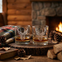 Stag Sand Carved Whiskey Glass Set of 2