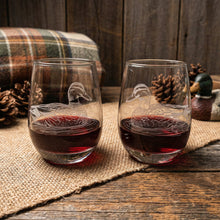Ducks Sand Carved Stemless Wine Glass Set of 2