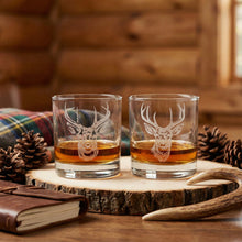 Stag Sand Carved Whiskey Glass Set of 2