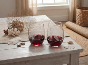 Sea Turtle Stemless Wine  Sand Carved Wine Glasses Set of 2