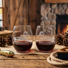 Ducks Sand Carved Stemless Wine Glass Set of 2