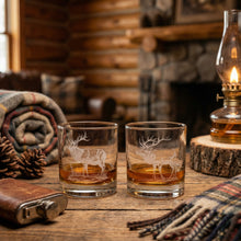 Elk Sand Carved Old Fashion  Glasses Set of 2