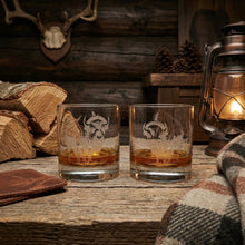 Bison Sand Carved Old Fashion Set of 2