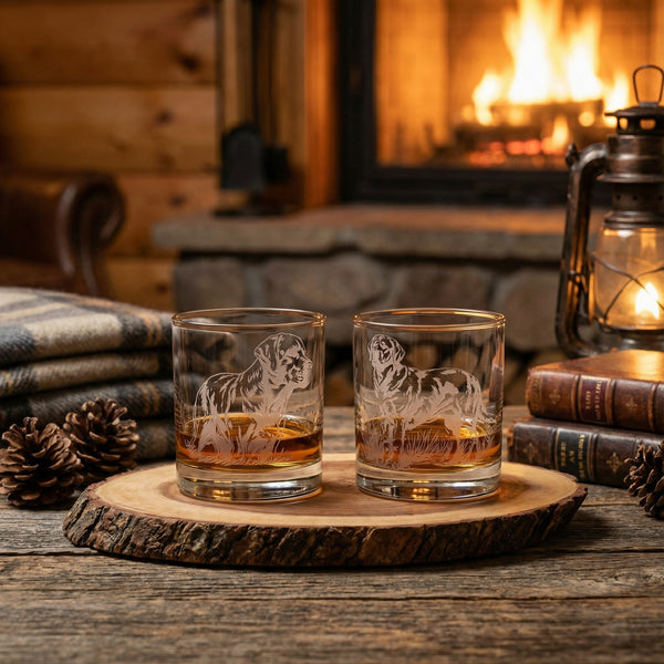 Labrador Sand Carved Whiskey Glasses Set of 2