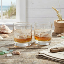 Pelicans Sand Carved Etched Whiskey Glasses Set of 2