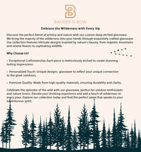 Bison Design Sand Carved Etched  Whiskey Glasses