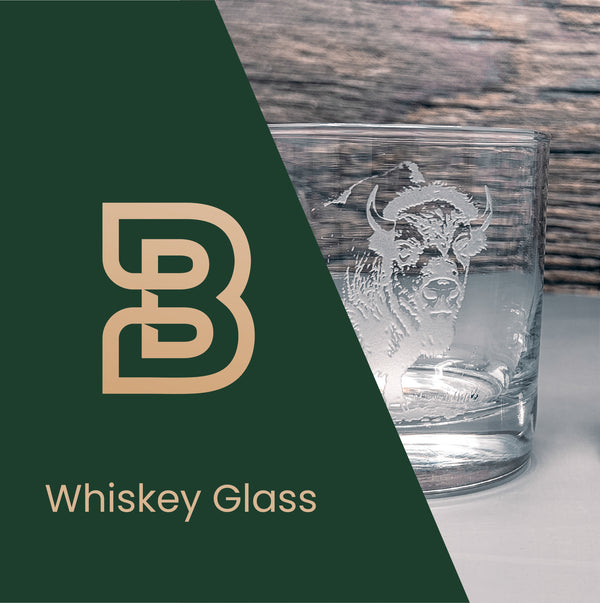 Bison Design Sand Carved Etched  Whiskey Glasses