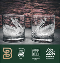 Pelicans  Design Sand Carved Etched Whiskey Glasses