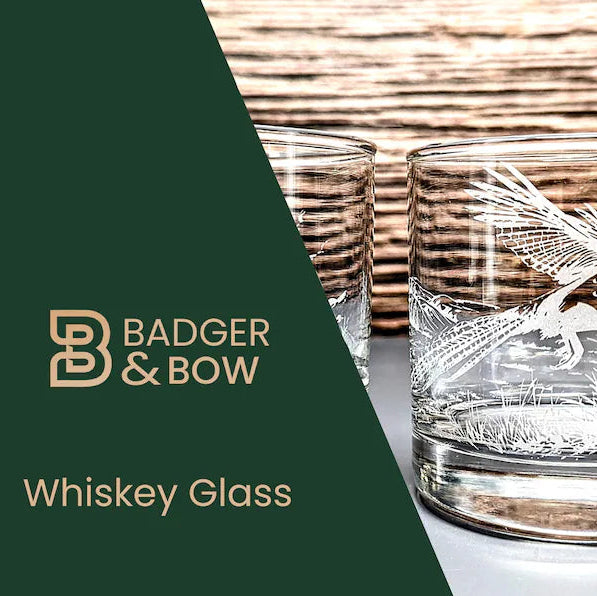 Pheasants Design Sand Carved Etched Whiskey Glasses