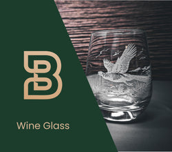 Etched Pheasant Whiskey Glasses, Sand-Carved Stemless Wine Glass Set