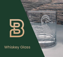 Etched Duck Whiskey Glass, Lead-Free Crystal Scotch Bourbon Glass