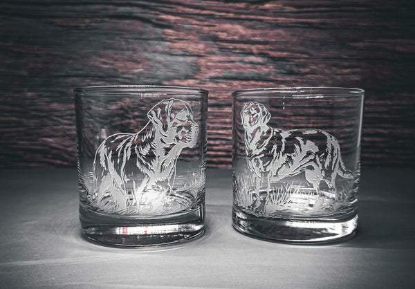 Etched Labrador Whiskey Glass, Dog Lover Gift, Set of 2