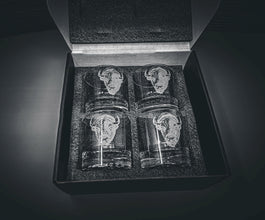 Etched Bison Whiskey Glasses, Cabin Barware Set (Set of 4)