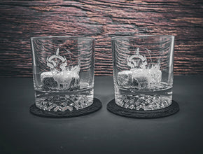 Bison Glasses, Outdoor Glasses, Gift for Outdoor, Bar Whiskey Glasses, Cabin Drinkware, Scotch Glass Set, Bourbon Glasses, Wildlife