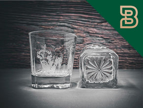 Etched Bison Whiskey Glasses, Cabin Barware Set of 4