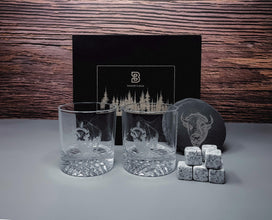 Bison Glasses, Outdoor Glasses, Gift for Outdoor, Bar Whiskey Glasses, Cabin Drinkware, Scotch Glass Set, Bourbon Glasses, Wildlife