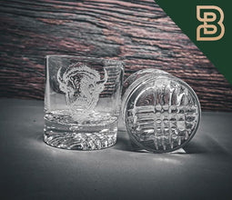 Etched Bison Whiskey Glasses, Cabin Barware Set (Set of 4)