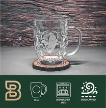 Etched Bison Beer Glass, Sand-Carved Whiskey Glass, Wildlife Barware