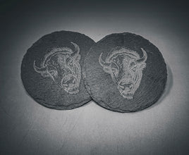 Etched Bison Whiskey Glasses, Cabin Drinkware Set of 2