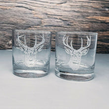Deer Design Sand Carved Etched Whiskey Glasses